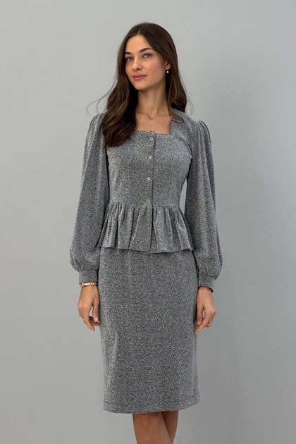 Жіночий костюм (кофта + спідниця) Nenka XL Графітовий (nenka3329-XL) - зображення 2