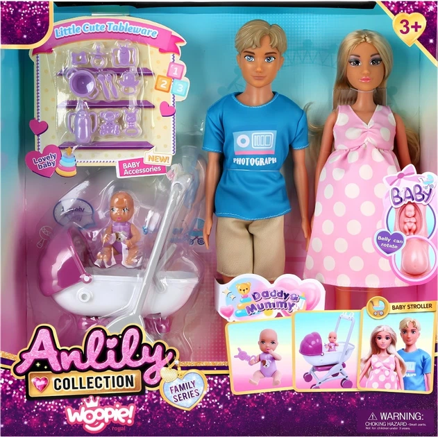 Набір ляльок Woopie ROYAL Родина: Вагітна Лілі, Тато, Малюк, Коляска та аксесуари (5906280657758) - Фото 1 Набір ляльок Woopie ROYAL Родина: Вагітна Лілі, Тато, Малюк, Коляска та аксесуари (5906280657758) - зображення 1