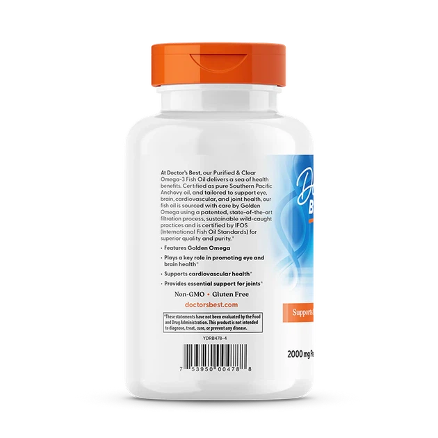 Дієтична добавка Doctor's Best Purified & Clear Omega 3 Fish Oil 2000 мг 120 капсул (753950004788) - зображення 3