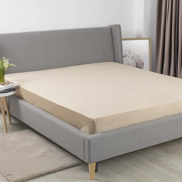 Простирадло ТЕП "VELOUR" з резинкою золотий беж, 180x200 - Фото 4 Простирадло ТЕП "VELOUR" з резинкою золотий беж, 180x200 - зображення 4