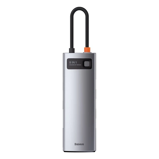 USB-хаб Baseus Metal Gleam Multifunctional 8-in-1 USB-C to 3xUSB-A/USB-C/HDMI/SD/TF/Ethernet Grey (CAHUB-CV0G) - Фото 2 USB-хаб Baseus Metal Gleam Multifunctional 8-in-1 USB-C to 3xUSB-A/USB-C/HDMI/SD/TF/Ethernet Grey (CAHUB-CV0G) - зображення 2