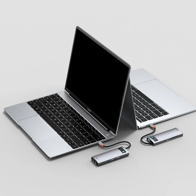USB-хаб Baseus Metal Gleam Multifunctional 8-in-1 USB-C to 3xUSB-A/USB-C/HDMI/SD/TF/Ethernet Grey (CAHUB-CV0G) - Фото 11 USB-хаб Baseus Metal Gleam Multifunctional 8-in-1 USB-C to 3xUSB-A/USB-C/HDMI/SD/TF/Ethernet Grey (CAHUB-CV0G) - зображення 11