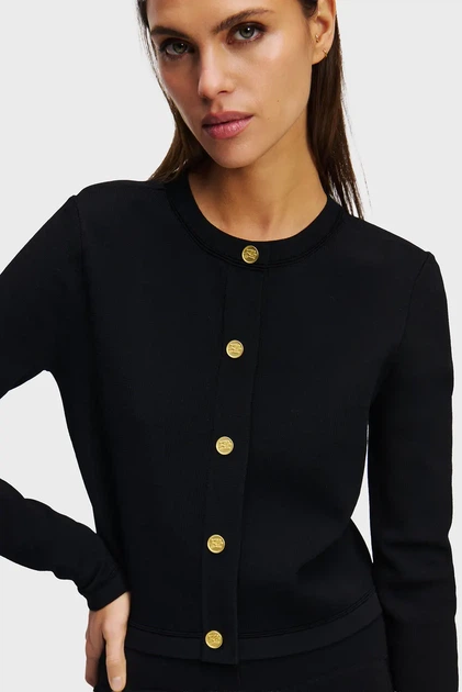 Жіноча чорний кардиган BUTTON CARDIGAN Karl Lagerfeld M A2W18028 - Фото 4 Жіноча чорний кардиган BUTTON CARDIGAN Karl Lagerfeld M A2W18028 - изображение 4