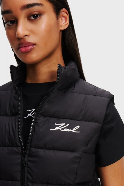 Жіночий чорний жилет LIGHTWEIGHT PUFFER GILET Karl Lagerfeld 40 246W1512 - Фото 4 Жіночий чорний жилет LIGHTWEIGHT PUFFER GILET Karl Lagerfeld 40 246W1512 - зображення 4