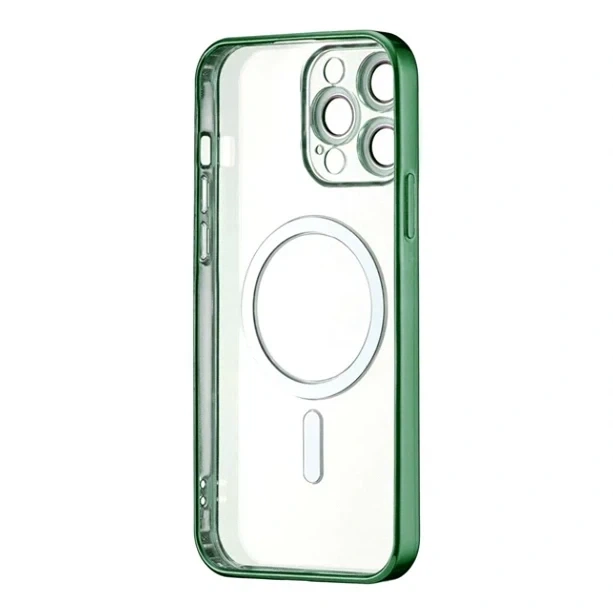 Чохол TPU Metallic Full Camera з MagSafe для iPhone 13 Pro Max захисний зелений із посиленими кутами - зображення 4