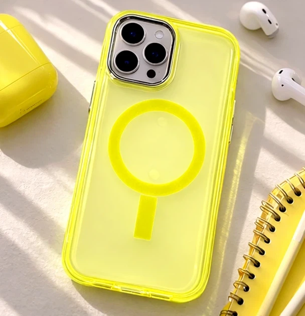 Чехол TPU Lollipop с MagSafe для iPhone 13 желтый противоударный с защитой камеры - зображення 4
