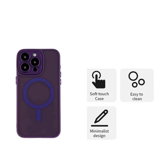 Чехол TPU PC Magnetic Matte для iPhone 13 Pro Max с MagSafe защита камеры темно-фиолетовый - зображення 6