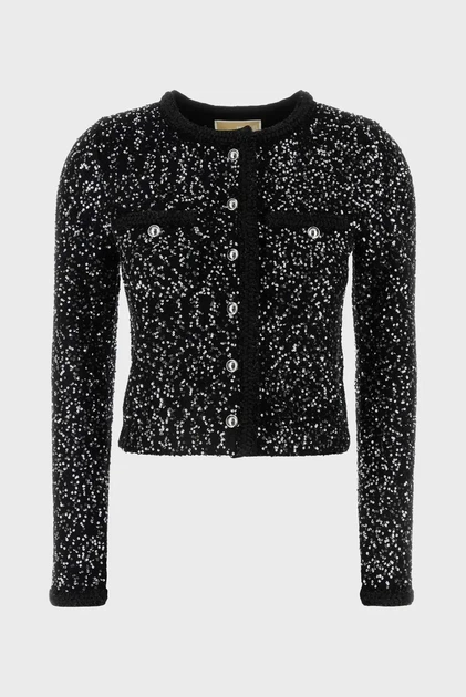 Жіночий чорний кардиган SEQUIN PKT SNAP JKT Michael Kors S MF460Z6F5L - Фото 6 Жіночий чорний кардиган SEQUIN PKT SNAP JKT Michael Kors S MF460Z6F5L - изображение 6