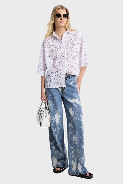 Жіночі блакитні джинси із візерунком RELAXED WIDE LEG JEAN Michael Kors 8 MS59065HME - Фото 2 Жіночі блакитні джинси із візерунком RELAXED WIDE LEG JEAN Michael Kors 8 MS59065HME - зображення 2