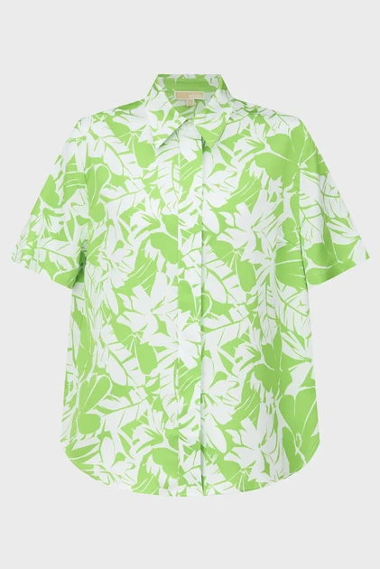 Жіноча салатова блуза з візерунком GRAPHIC PALM CAMP SHIRT Michael Kors XS MS440MBB0M - изображение 6
