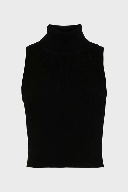 Чорний жіночий топ CROP RIB SLVLESS TRTL NK Michael Kors M MT460Y533D - зображення 5