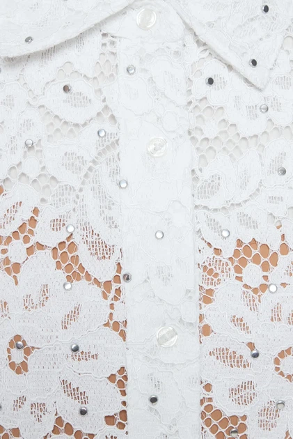 Жіноча біла блуза STUDDED FLORAL LACE SHIRT Michael Kors S MS540SXGTA - Фото 5 Жіноча біла блуза STUDDED FLORAL LACE SHIRT Michael Kors S MS540SXGTA - изображение 5
