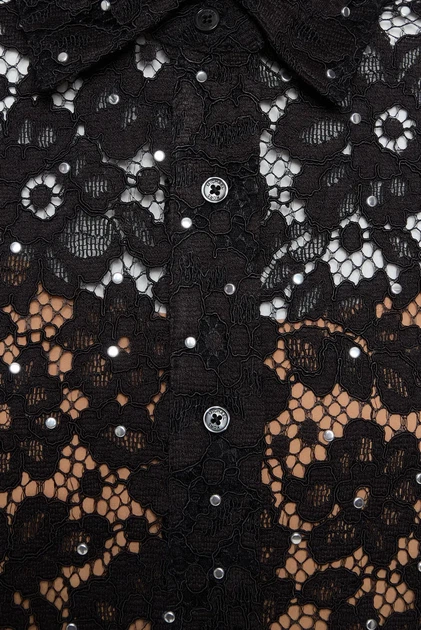 Жіноча чорна блуза STUDDED FLORAL LACE SHIRT Michael Kors M MS540SXGTA - изображение 6
