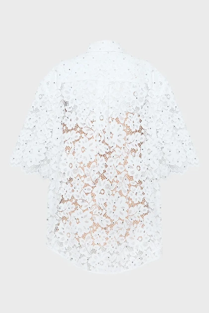 Жіноча біла блуза STUDDED FLORAL LACE SHIRT Michael Kors XS MS540SXGTA - изображение 9