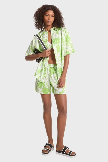 Жіночі салатові шорти з візерунком GRAPHIC PALM PJ SHORTS Michael Kors S MS430MKB0M - Фото 1 Жіночі салатові шорти з візерунком GRAPHIC PALM PJ SHORTS Michael Kors S MS430MKB0M - изображение 1