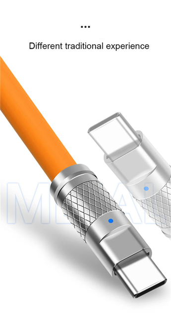 USB Type-C кабель быстрой зарядки 120 W силиконовый 1 метр - Фото 3 USB Type-C кабель быстрой зарядки 120 W силиконовый 1 метр - изображение 3