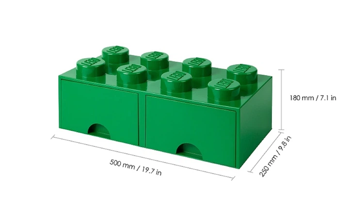 Pojemnik LEGO klocek z szufladami 8 Zielony (5711938029548) - obraz 5