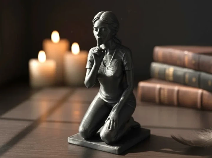 Інтер'єрна статуетка тиша фігурка дівчини що закликає до мовчання. Aivory - изображение 2