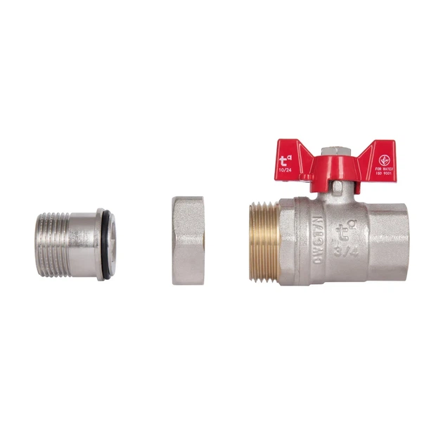 Кран кульовий-американка для води Thermo Alliance Standart 3/4" ВН, латунний, ручка-метелик, нікельований, PN40 - зображення 9