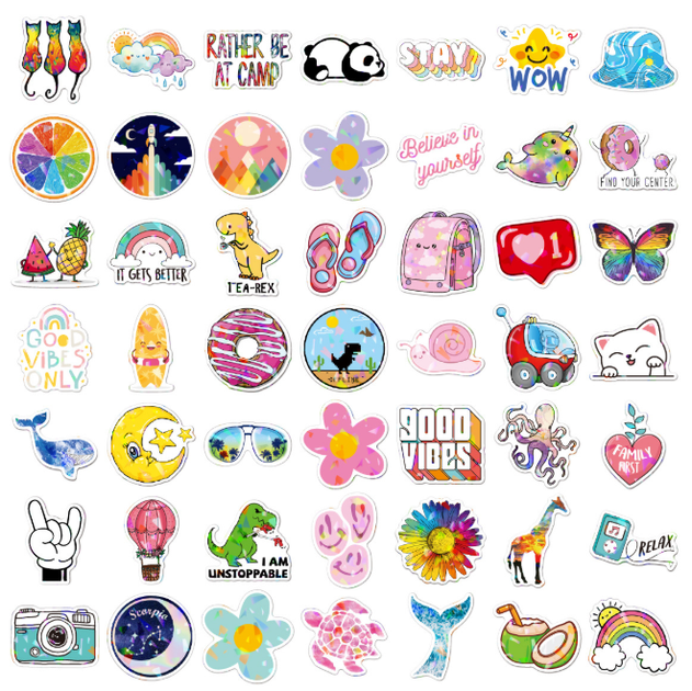 Набір вінілових голографічних стікерів Aesthetic Kawaii 100 шт (AN)34568 - Фото 2 Набір вінілових голографічних стікерів Aesthetic Kawaii 100 шт (AN)34568 - зображення 2