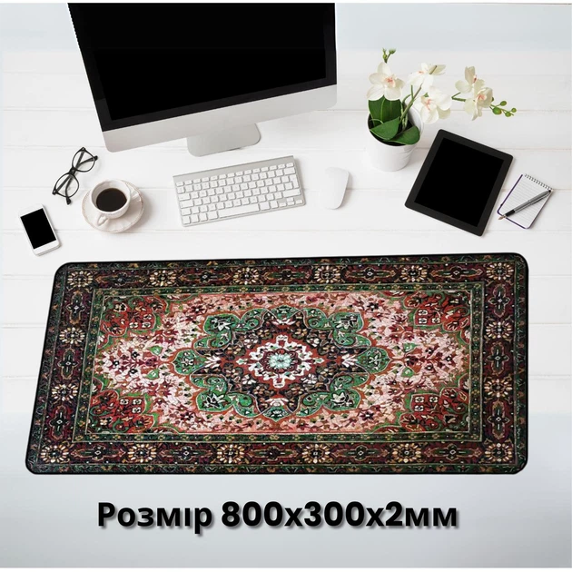 Большой коврик для мыши 300×800×2 мм в персидском стиле резиновая основа для рабочего стола гейминга и офиса - изображение 3