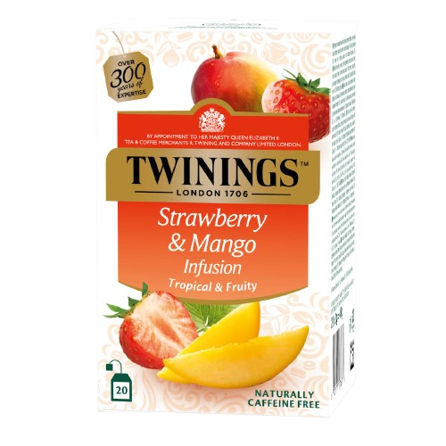 Чай Twinings фруктовий полуниця та манго 20 пакетиків - Фото 1 Чай Twinings фруктовий полуниця та манго 20 пакетиків - зображення 1
