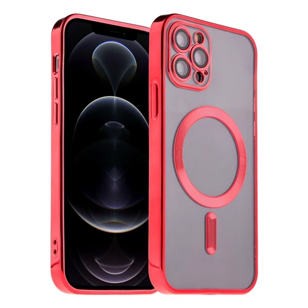 Чехол TPU Metallic Full Camera с MagSafe для iPhone 12 Pro защитный красный - зображення 2