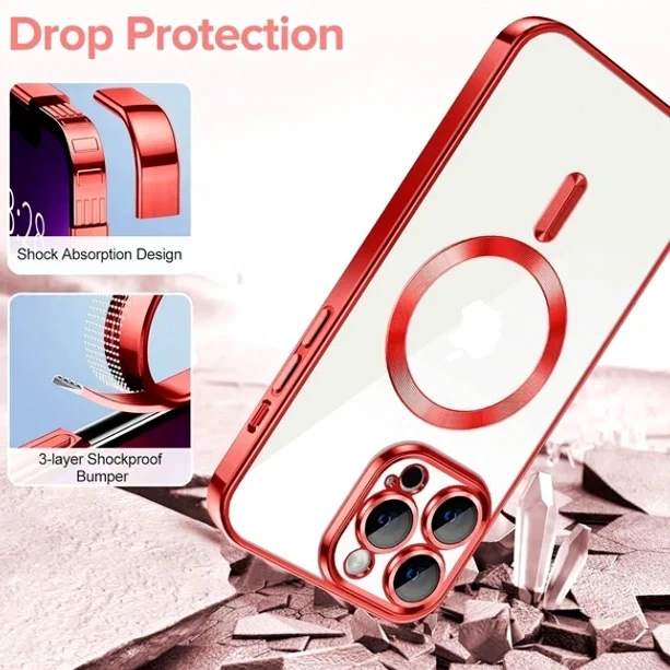 Чехол TPU Metallic Full Camera с MagSafe для iPhone 12 Pro защитный красный - зображення 7