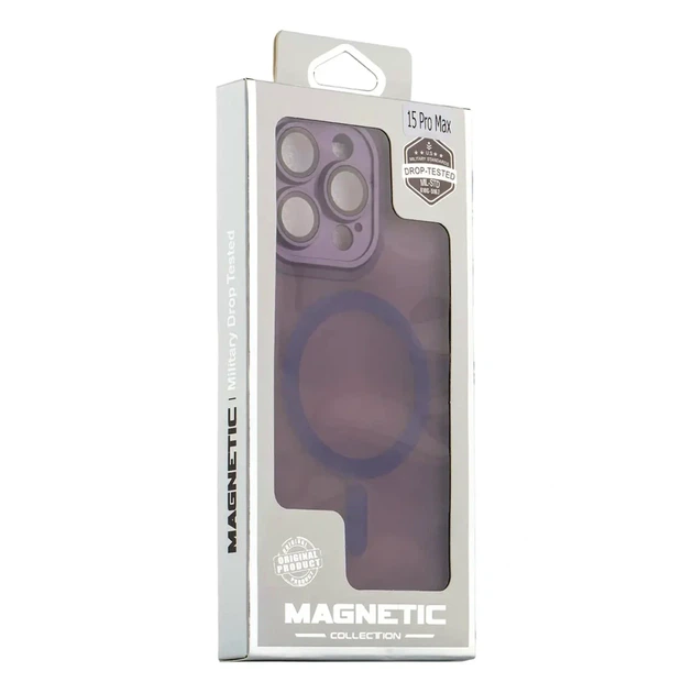 Чехол TPU PC Magnetic Matte для iPhone 13 Pro Max с MagSafe защита камеры темно-фиолетовый - зображення 5