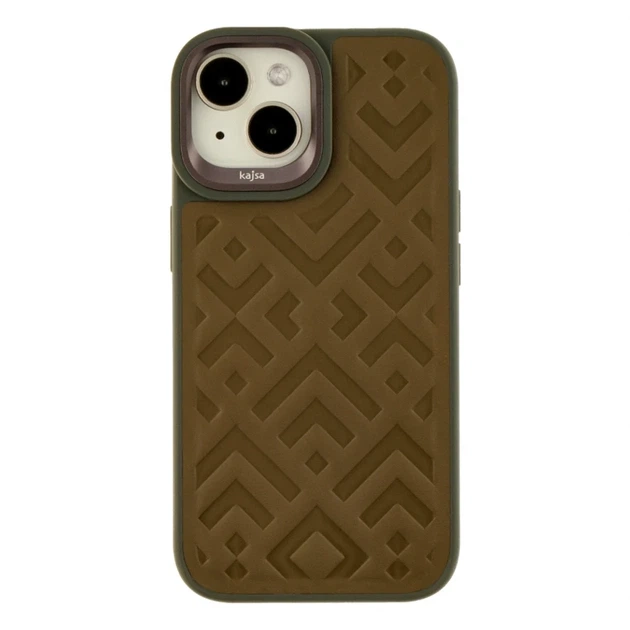 Чохол протиударний Kajsa Briquette Collection для iPhone 15 із захистом камери Olive - Фото 1 Чохол протиударний Kajsa Briquette Collection для iPhone 15 із захистом камери Olive - зображення 1