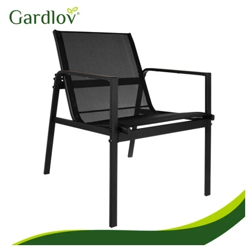 Комплект мебели для балкона 4 предмета Gardlov стальная конструкция ткань теслин закаленное стекло черный дерево - Фото 7 Комплект мебели для балкона 4 предмета Gardlov стальная конструкция ткань теслин закаленное стекло черный дерево - зображення 7