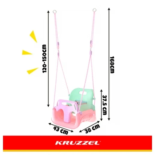 Детская качеля-трансформер 3-в-1 до 30 кг пастельные цвета Kruzzel - Фото 3 Детская качеля-трансформер 3-в-1 до 30 кг пастельные цвета Kruzzel - изображение 3