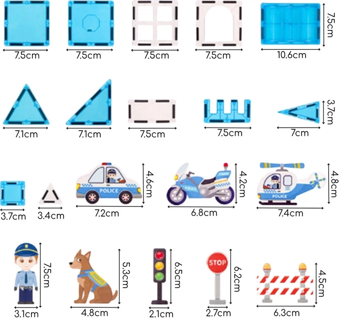 Klocki magnetyczne Woopie 3D Komisariat policji 42 elementy 55006 (5906280655006) - obraz 3