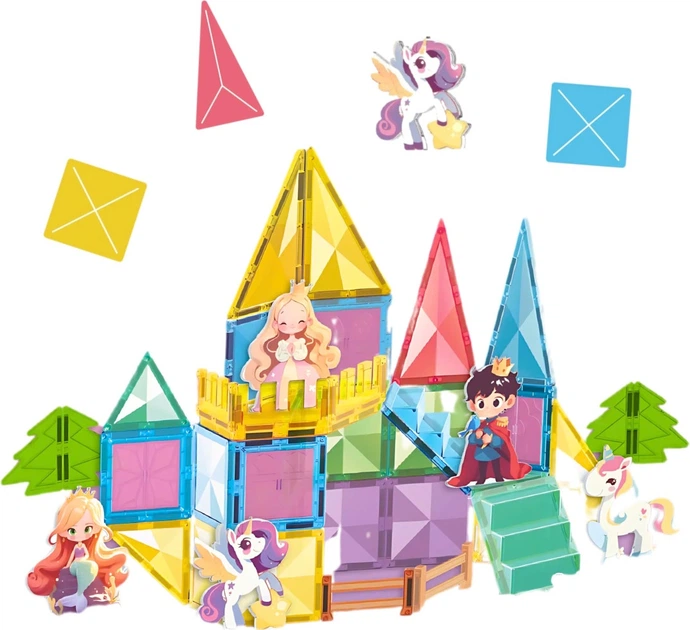 Klocki magnetyczne Woopie 3D Bajkowy zamek 55 elementów 55853 (5906280655853) - obraz 2