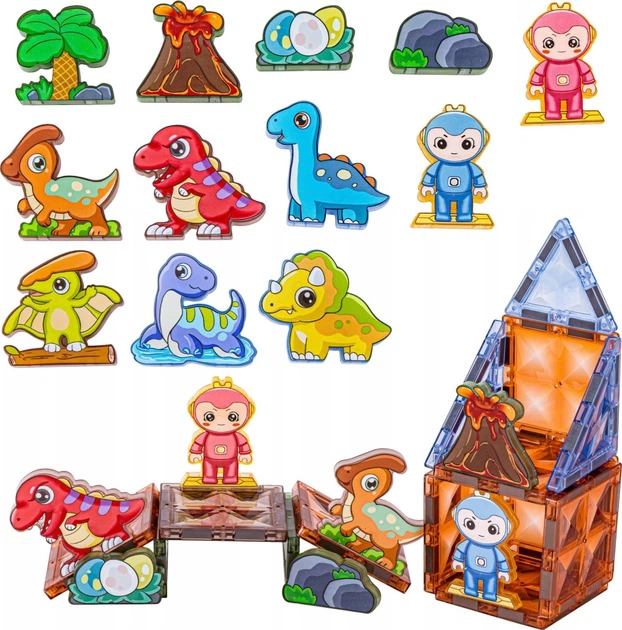 Klocki magnetyczne Woopie 3D Park dinozaurow świecące 124 elementy 55921 (5906280655921) - obraz 2
