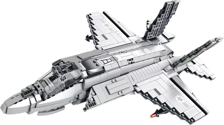 Klocki konstrukcyjne LeanToys samolot myśliwski F-35 Lightning II 1490 elementów Szary 763752 (5905991088905) - obraz 2