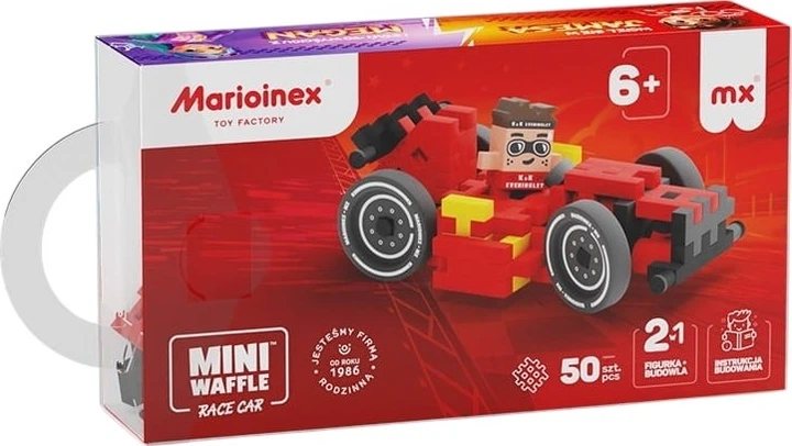 Klocki konstrukcyjne Marioinex Mini Waffle Cars: Race Car i James 50 elementów Czerwony 645655 (5903033906255) - obraz 3