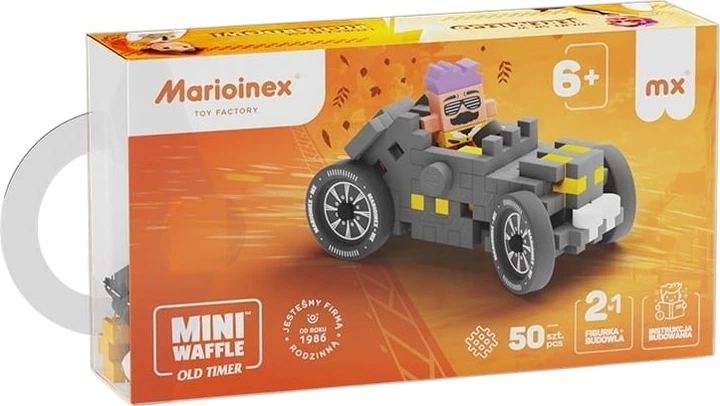 Klocki konstrukcyjne Marioinex Mini Waffle Cars: Old Timer i Jeremy 50 elementów Szary 645634 (5903033906231) - obraz 3