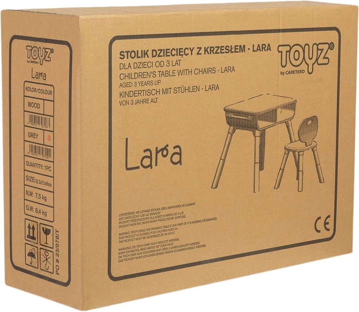 Wielofunkcyjny stolik i krzesełko dla dzieci Caretero Toyz Lara Grey (5908310397290) - obraz 9