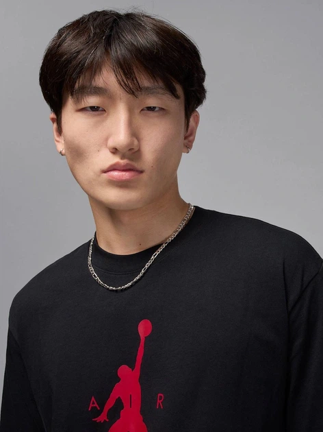 Футболка бавовняна довга чоловіча Jordan M J Jumpman Ss Hbr Tee IM9801-011 L Чорна (198730649627) - зображення 4