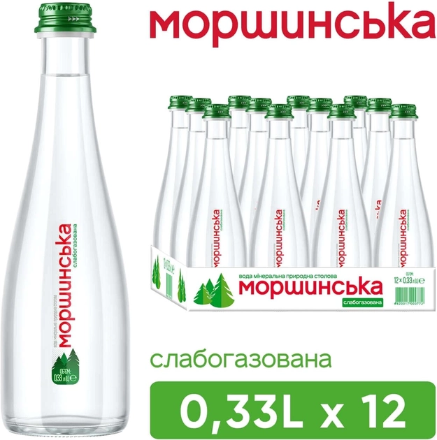 Акція на Упаковка мінеральної природної слабогазованої води Моршинська Преміум 0.33 л x 12 пляшок від Rozetka
