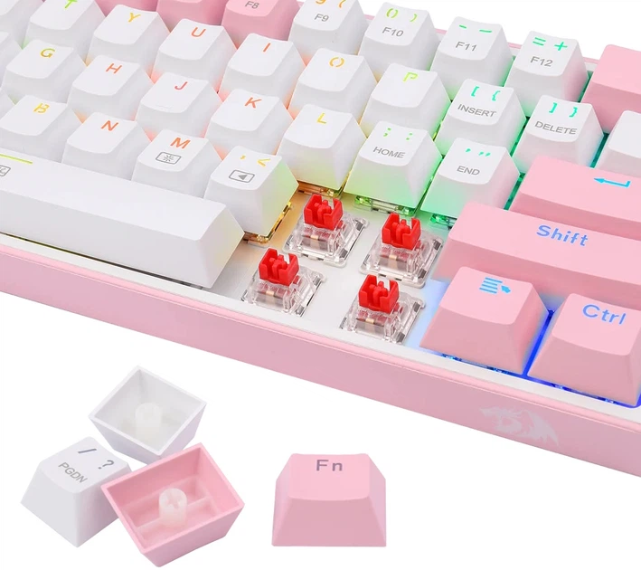 Klawiatura przewodowa Redragon K617-RGB Fizz RGB White/Pink (6950376706775) - Zdjęcie 4 Klawiatura przewodowa Redragon K617-RGB Fizz RGB White/Pink (6950376706775) - obraz 4