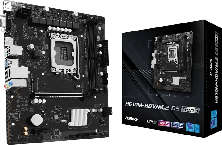 Материнська плата ASRock H610M-HDV/M.2 D5 GEN5 (s1700, Intel H610, PCI-Ex16) - зображення 4