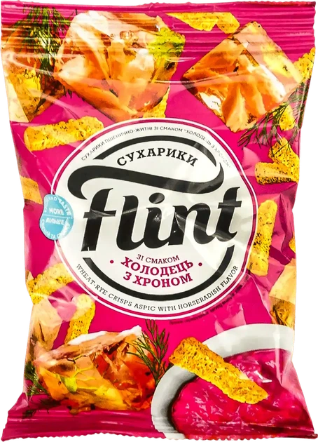 Упаковка сухариков Flint пшенично-ржаных со вкусом холодца с хреном 60 г х 6 шт (4823127302026) - Фото 2 Упаковка сухариков Flint пшенично-ржаных со вкусом холодца с хреном 60 г х 6 шт (4823127302026) - изображение 2