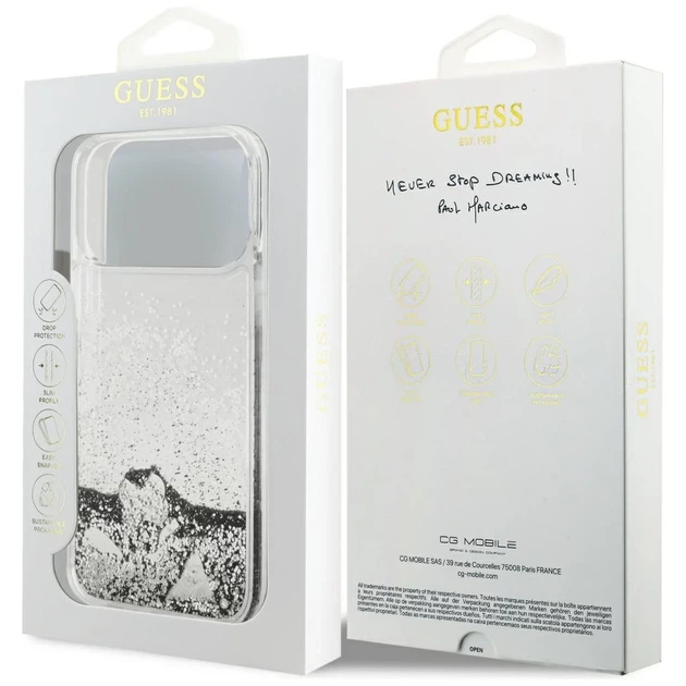 Чохол Guess Liquid Glitter Charms для iPhone 17 Pro Max Silver (GUHCP17XGLHFLSI) - зображення 8