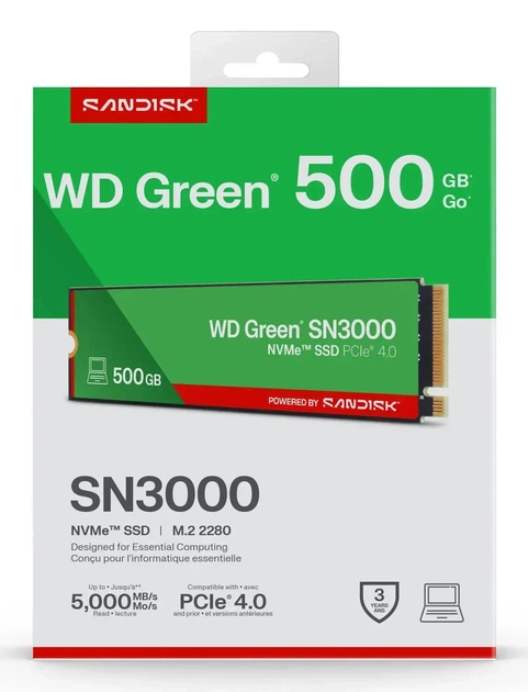Накопичувач SSD SANDISK GRN SN3000 500GB G4 M.2 NVME (WDS500G4G0E) - изображение 4