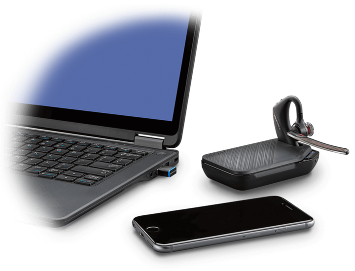 Бездротова моно гарнітура Bluetooth Poly Voyager 5200 UC with Case (із зарядним кейсом) - Фото 4 Бездротова моно гарнітура Bluetooth Poly Voyager 5200 UC with Case (із зарядним кейсом) - зображення 4