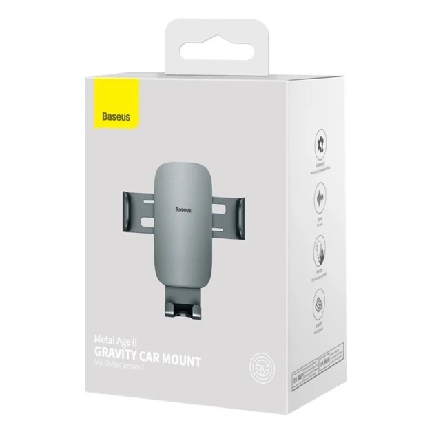 Автомобильный держатель холдер Baseus Metal Age II Gravity Car Mount Air Outlet Version SUJS000012 Silver - Фото 3 Автомобильный держатель холдер Baseus Metal Age II Gravity Car Mount Air Outlet Version SUJS000012 Silver - изображение 3