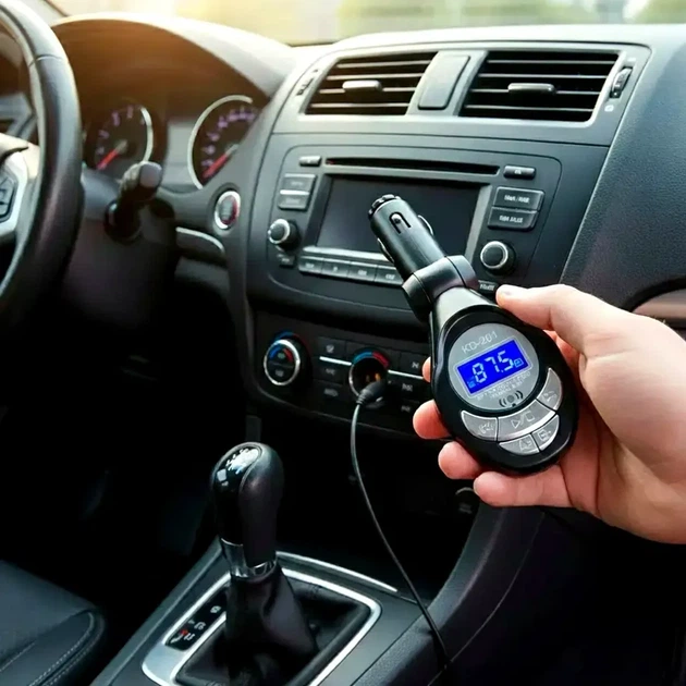 FM трансмітер з пультом MP3 плеєр USB SD TF MMC 12 В KD201 для автомобіля - зображення 2
