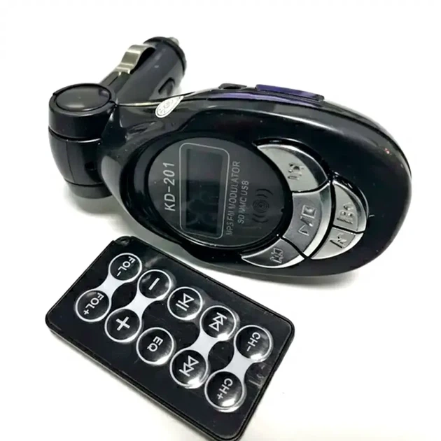 FM трансмітер з пультом MP3 плеєр USB SD TF MMC 12 В KD201 для автомобіля - зображення 4